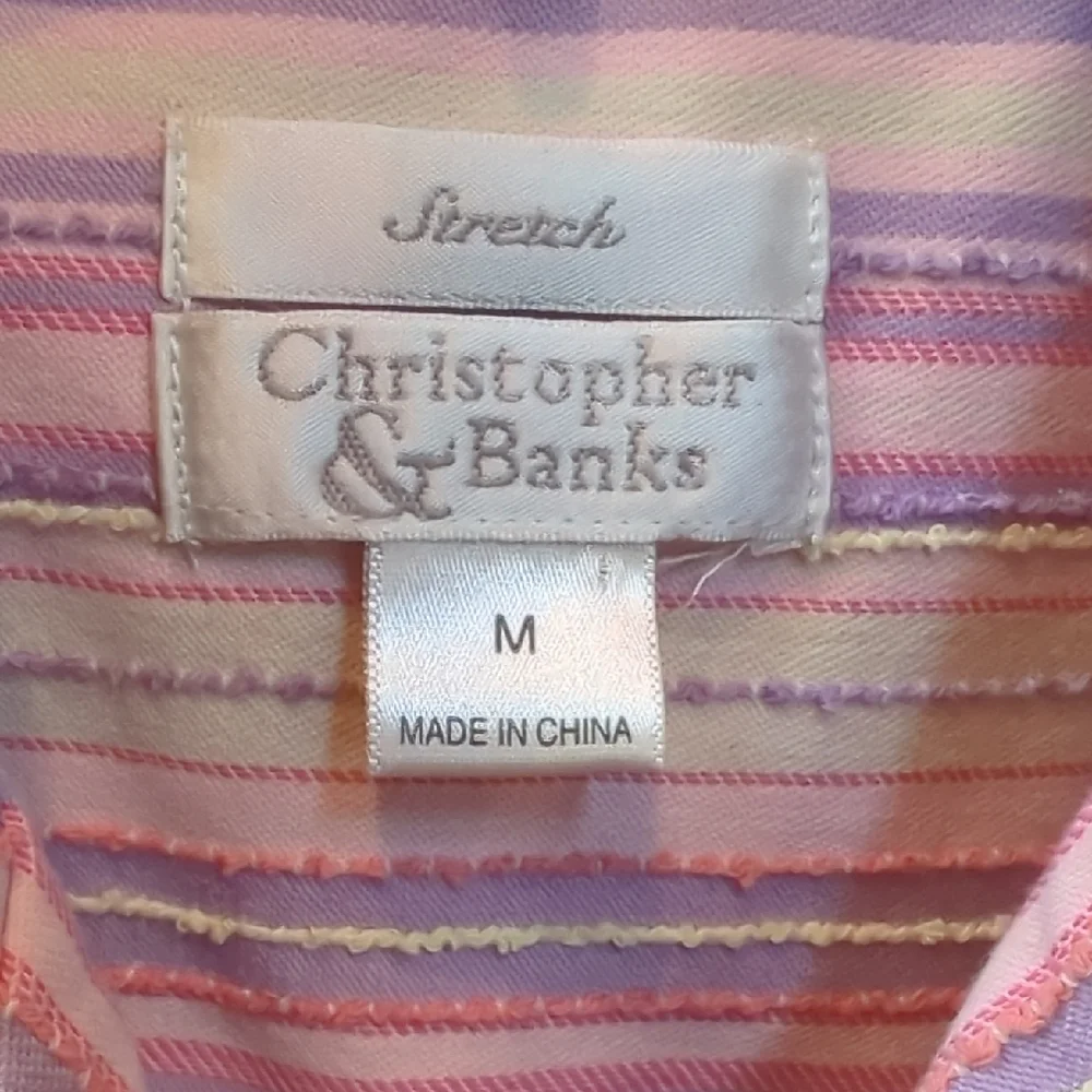 Christopher & Banks Pastel Striped Lightweight Jean Style Jacket. Medium